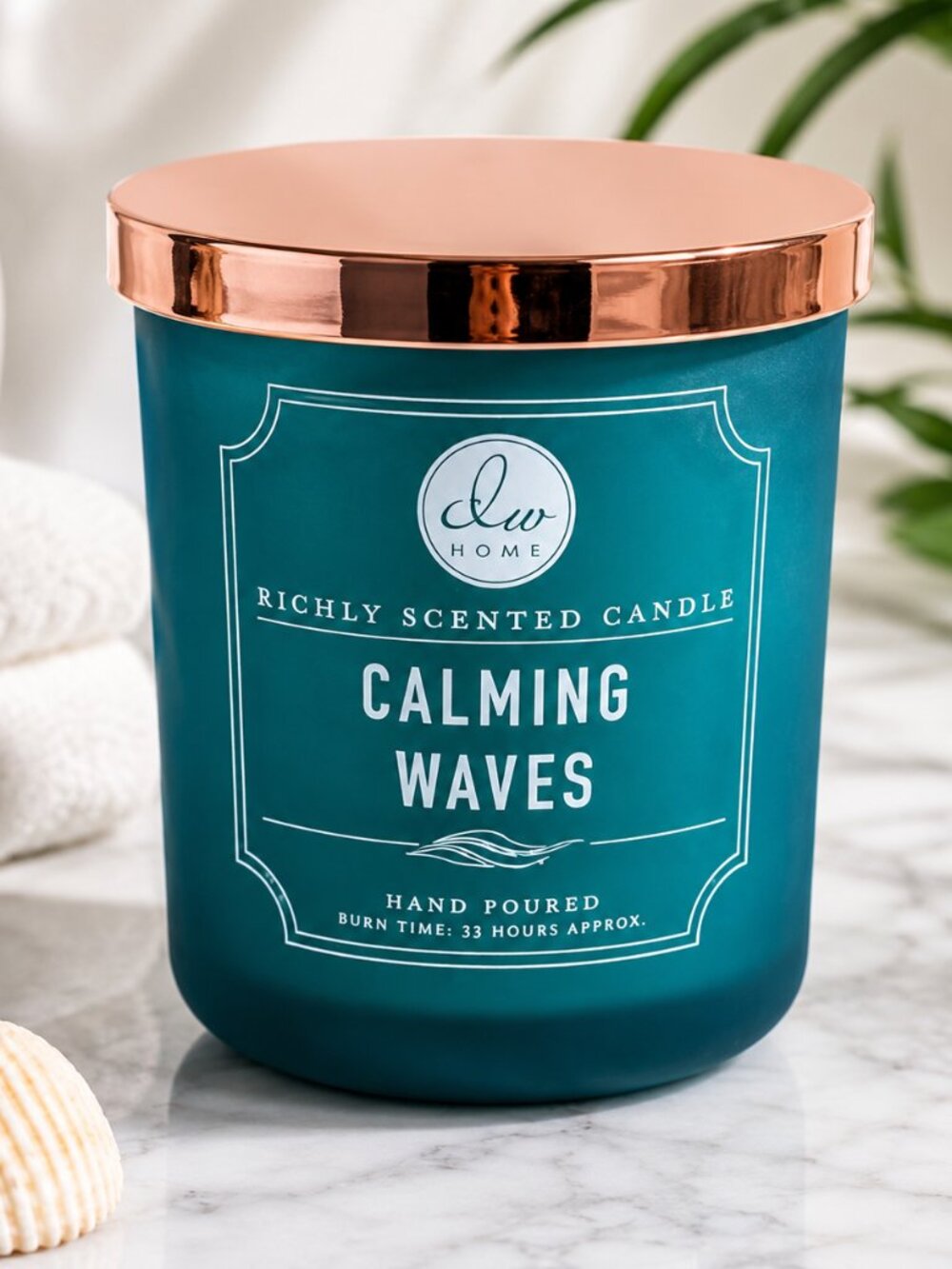 DW Home Calming Waves Richly Scented Candle with Copper Lid – Medium Jar